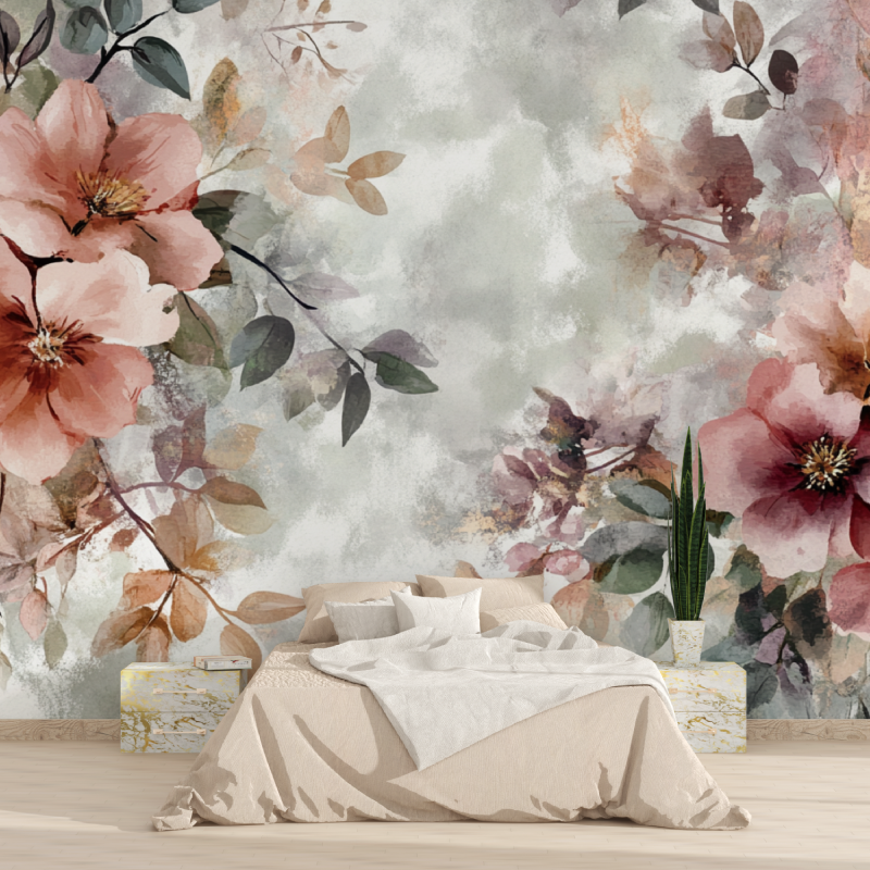 Papier peint aquarelle fleurs e...es bohemes tapisserie 2025