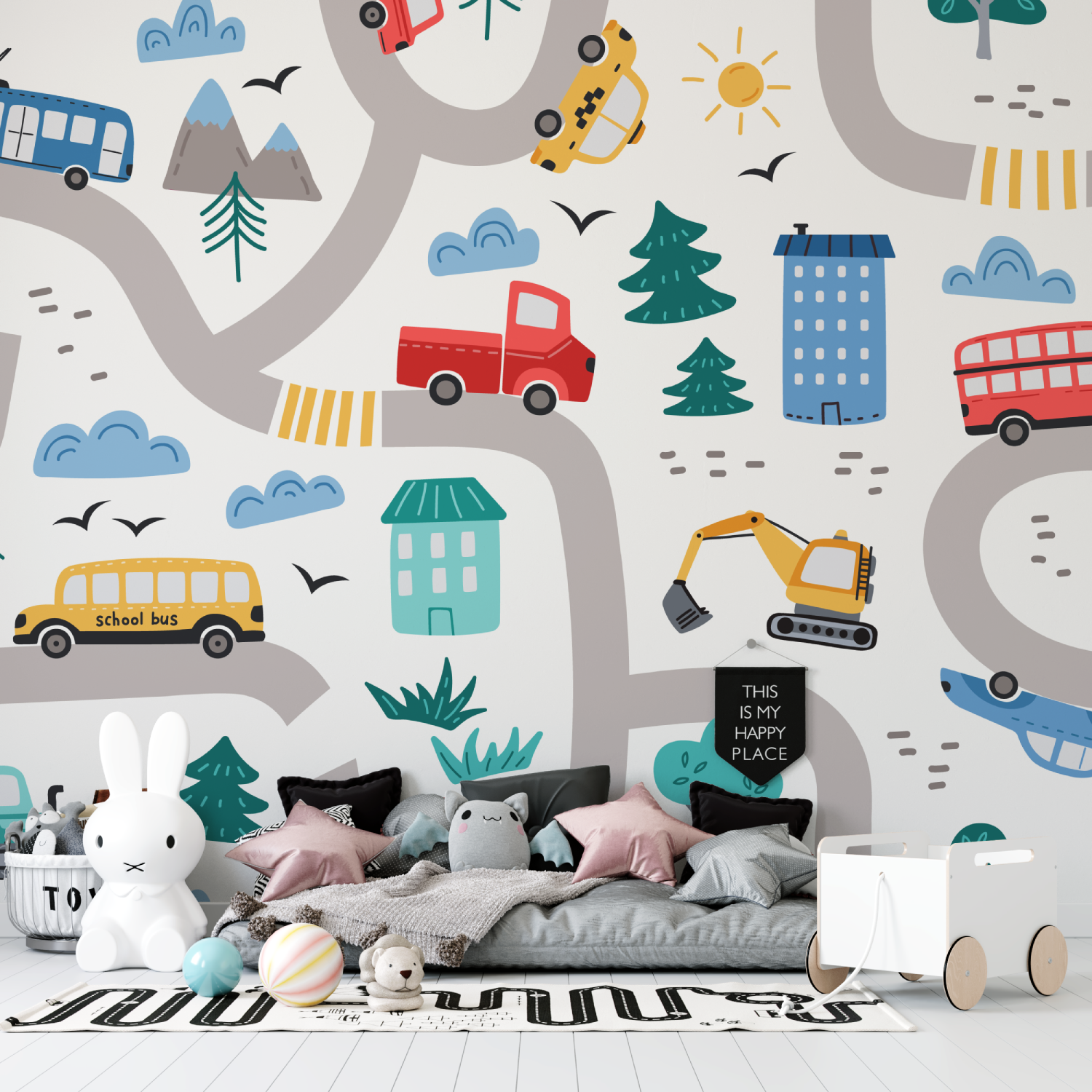 Papier peint poster enfant voiture tapisserie garcon