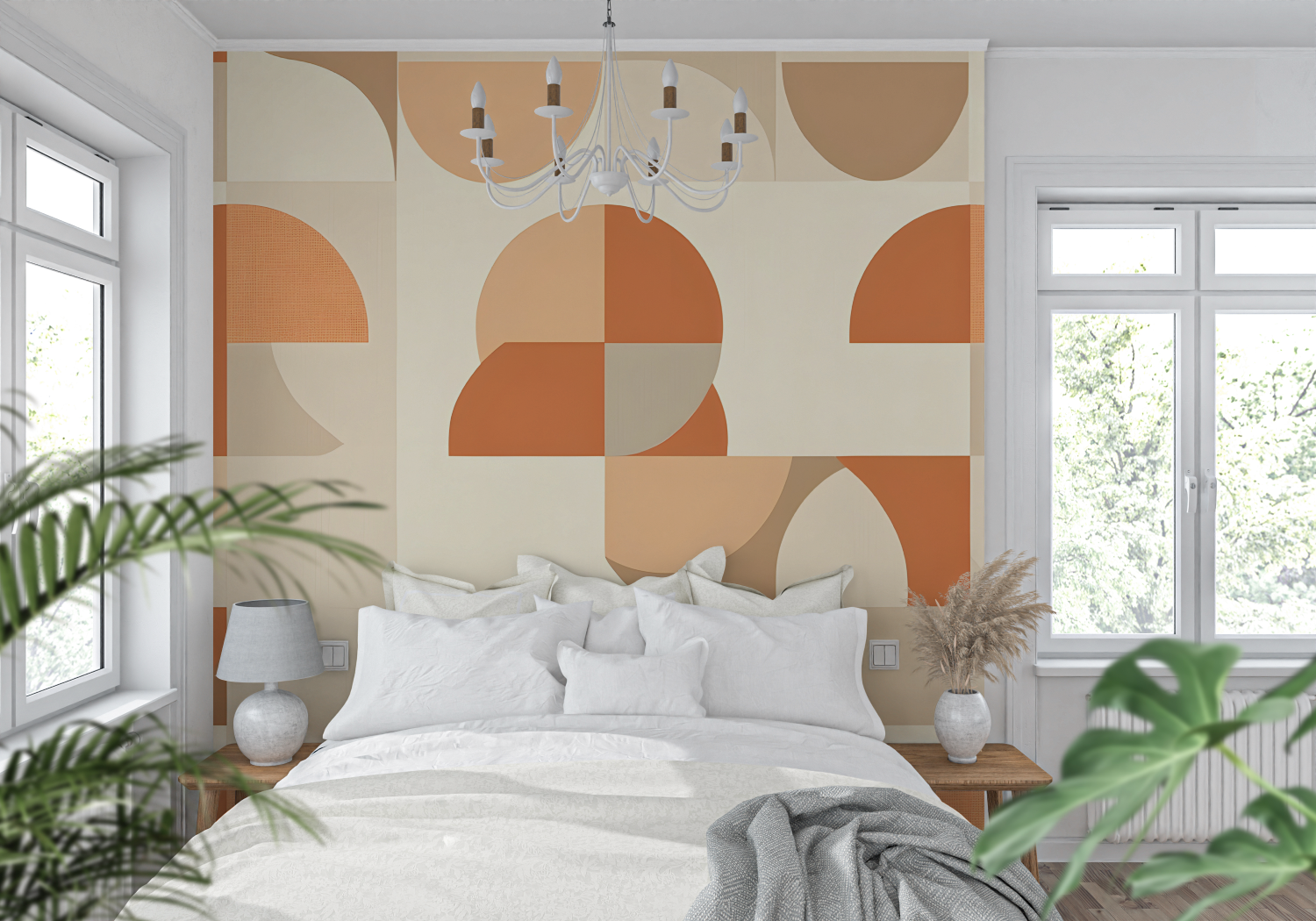 Papier Peint Graphique Orange - 4murs