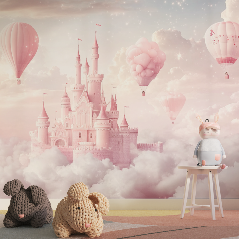 Papier peint princesse chateau ...ciel tapisserie pour fille