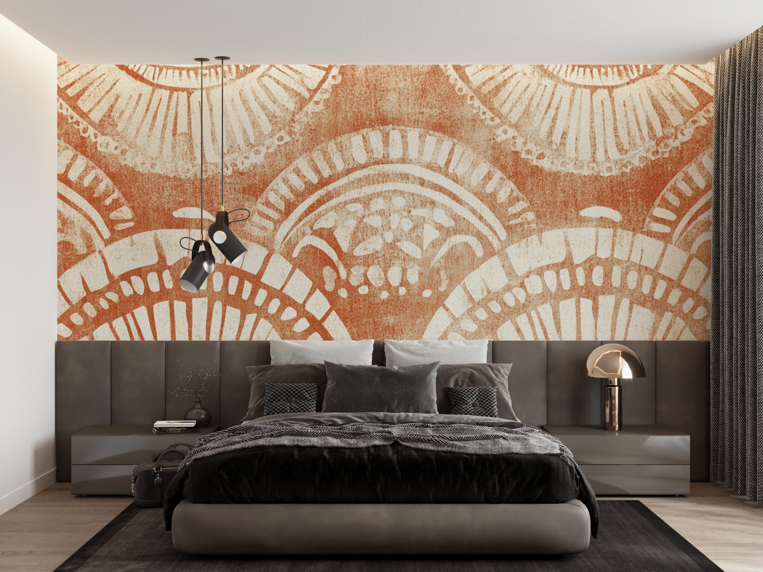 Papier peint terracotta ambiance boheme francais