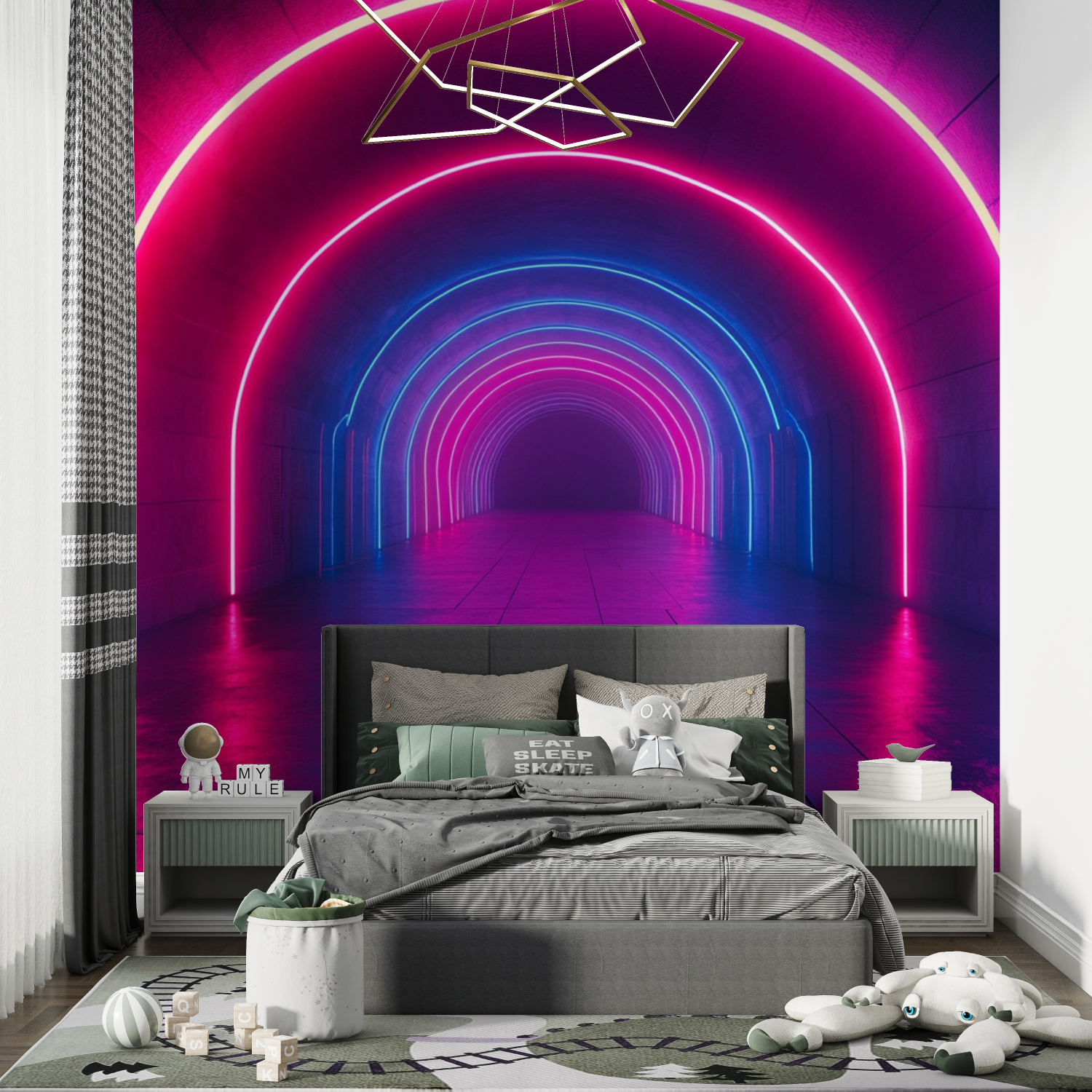 Papier peint couloir futuriste chambre de garcon