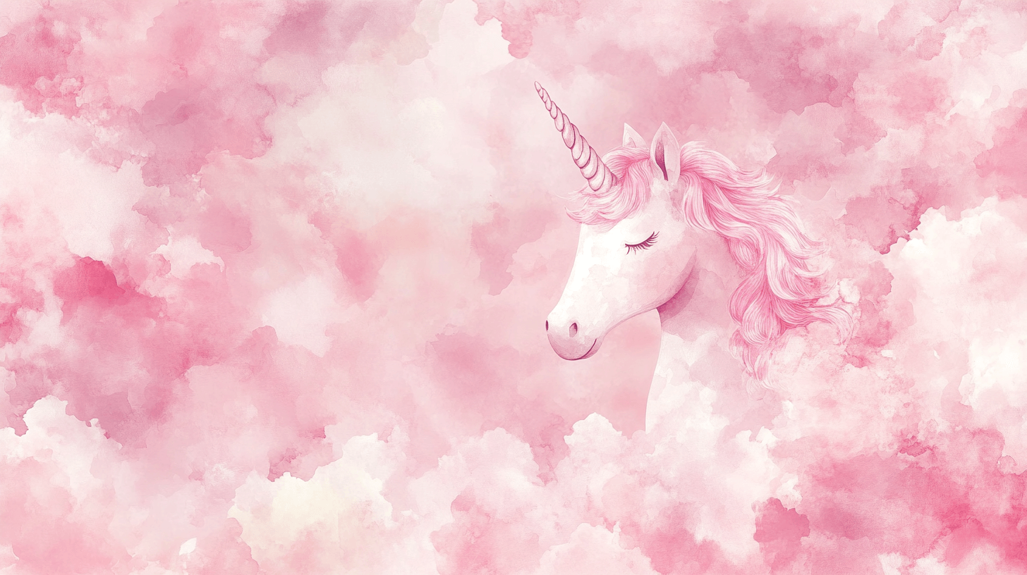 Papier Peint Tapisserie Licorne Nuages Roses
