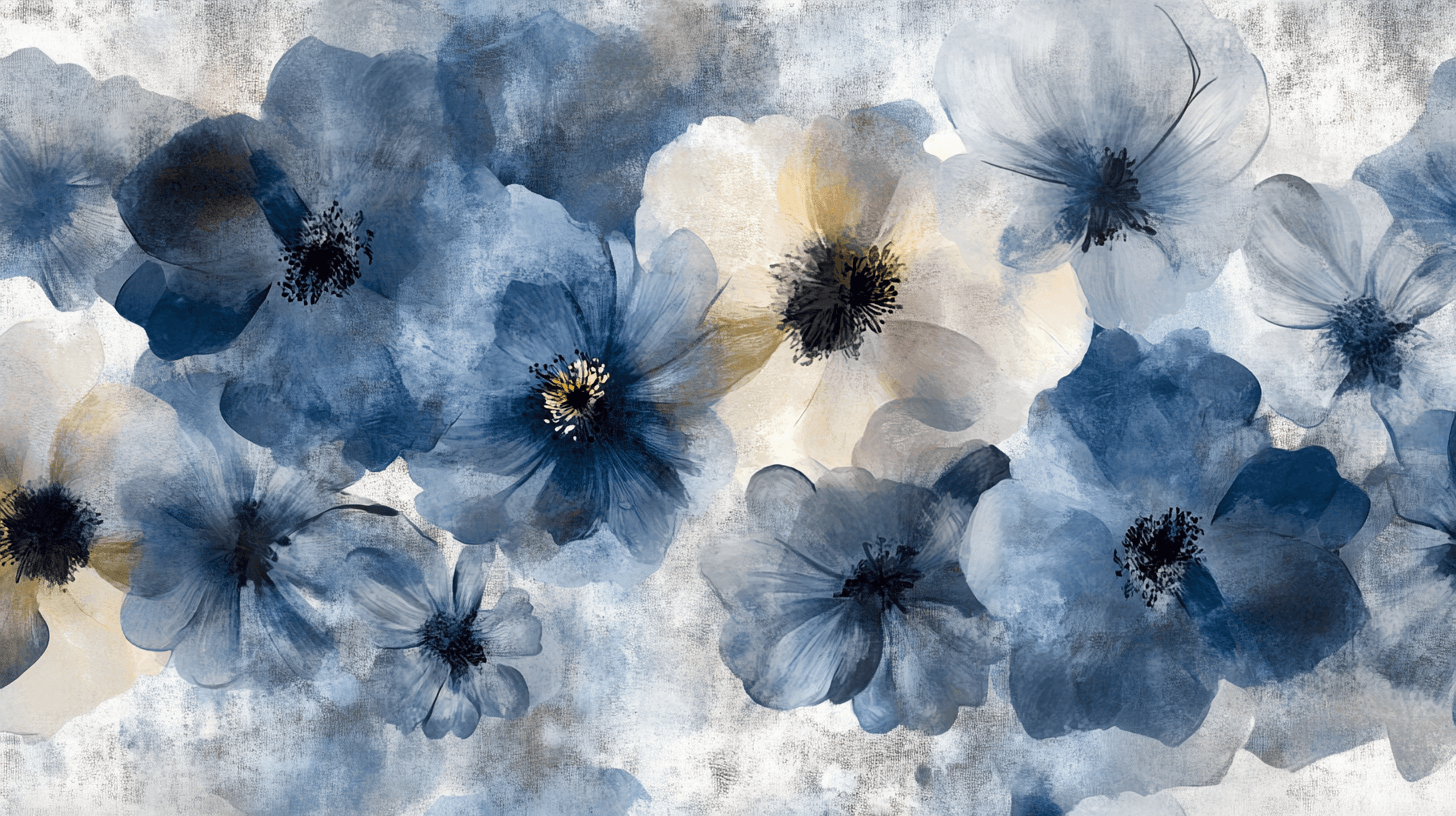 Papier Peint Aquarelle Fleurs Abstraites Sur Béton