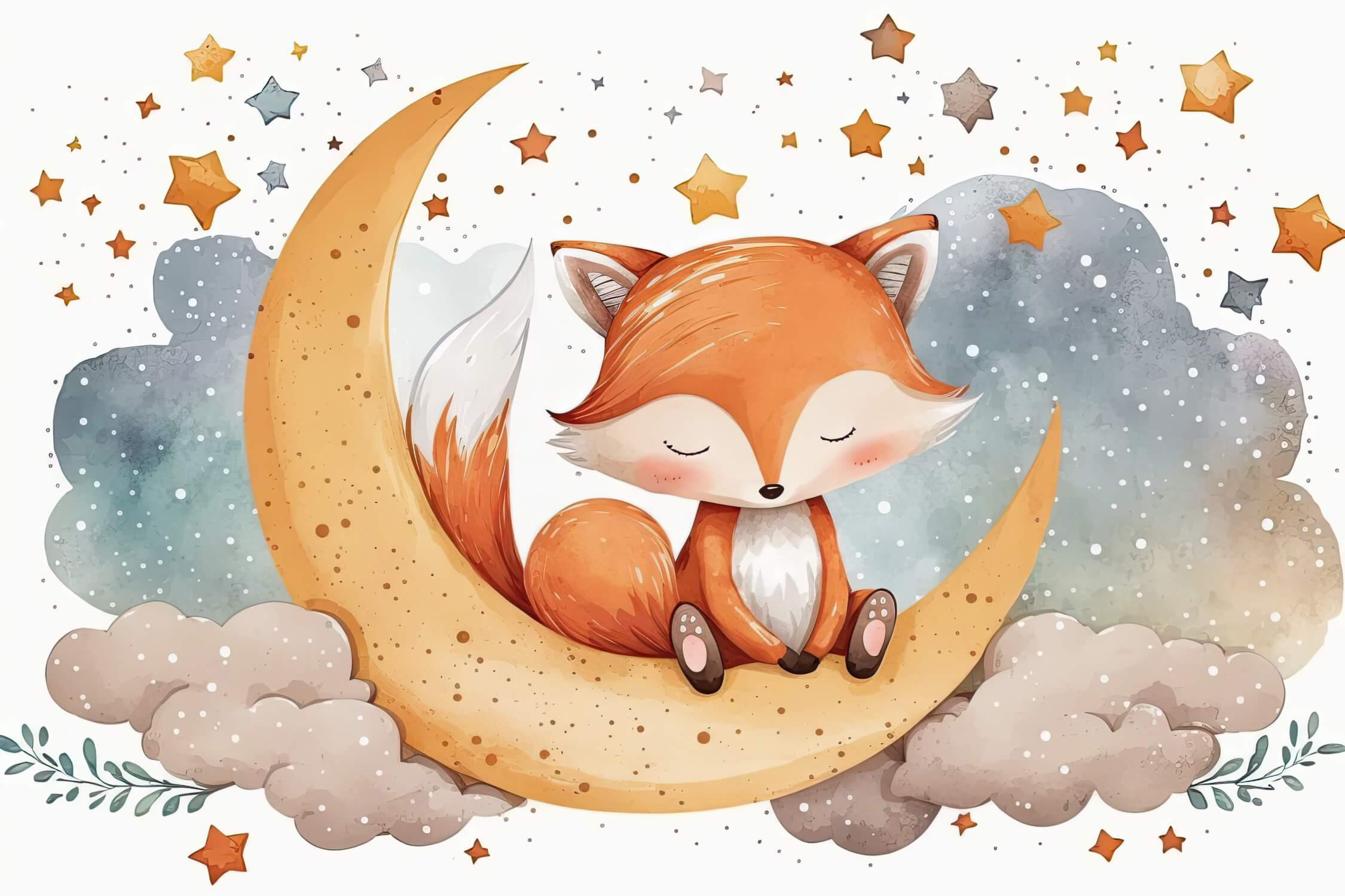 Papier Peint Renard Et Étoiles