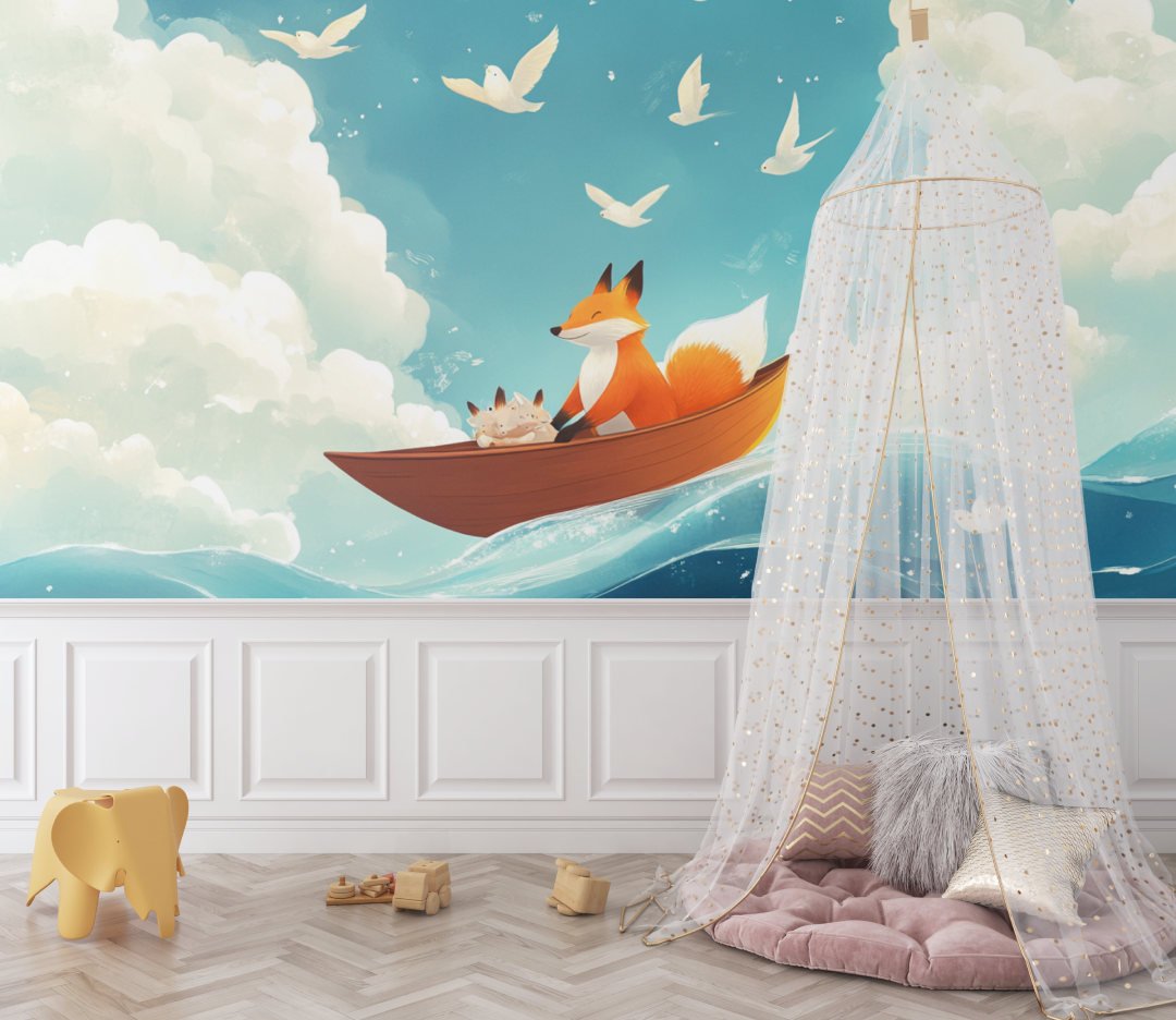 Papier peint marin renard bebe