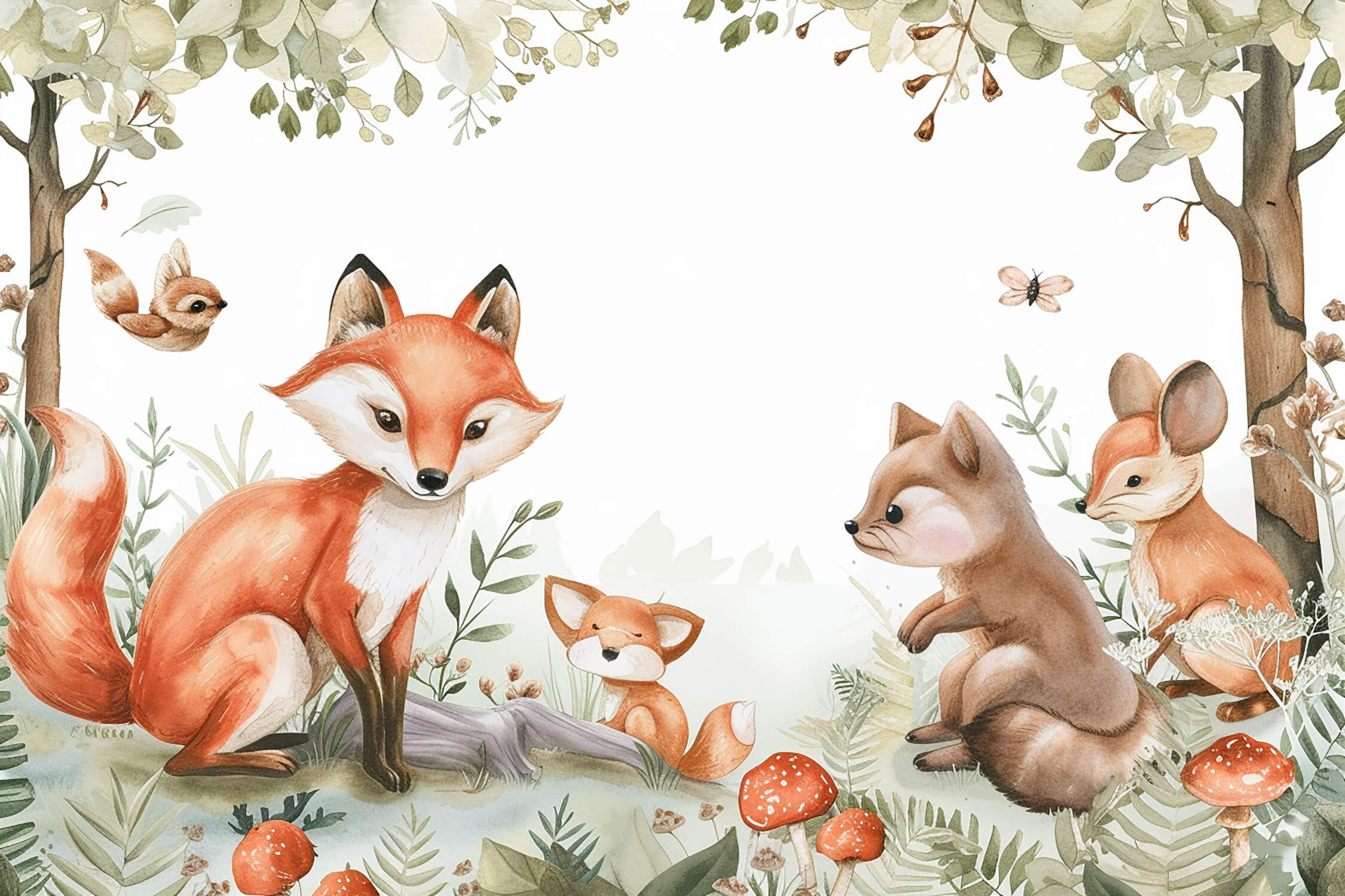 Papier Peint Renard Et Animaux De La Jungle