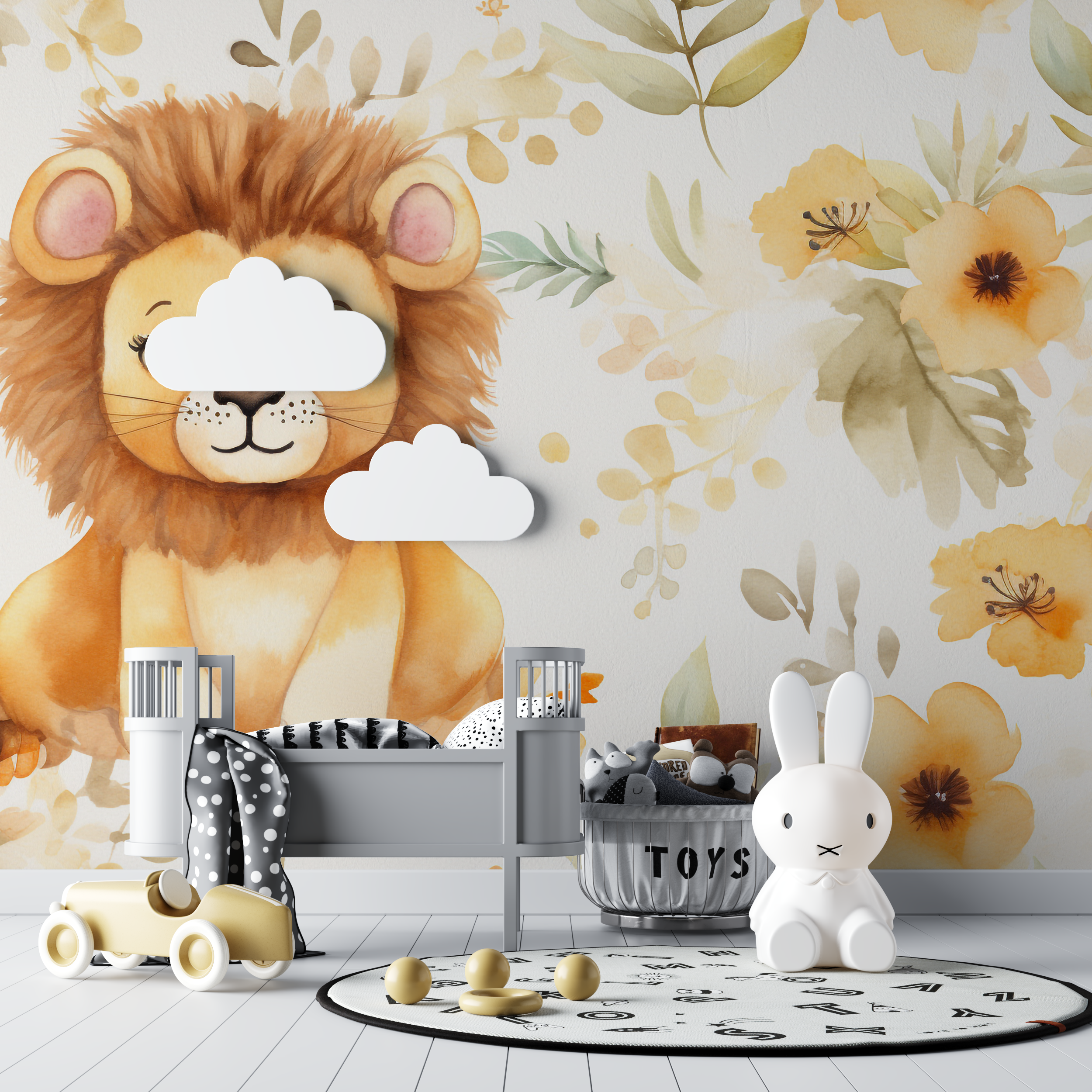 Papier peint lion panoramique bebe tipi