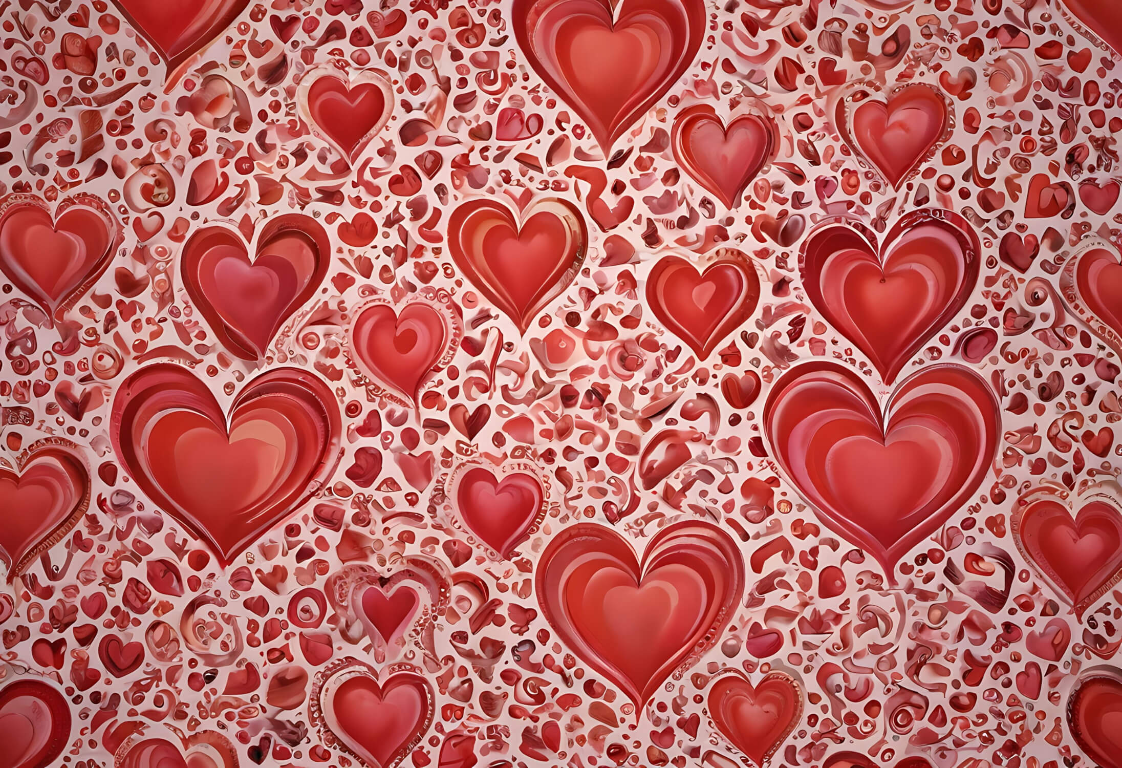Papier Peint Coeurs Rouge