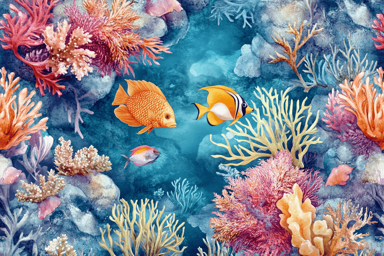 Papier Peint Marin Poisson au Fond de L'Eau