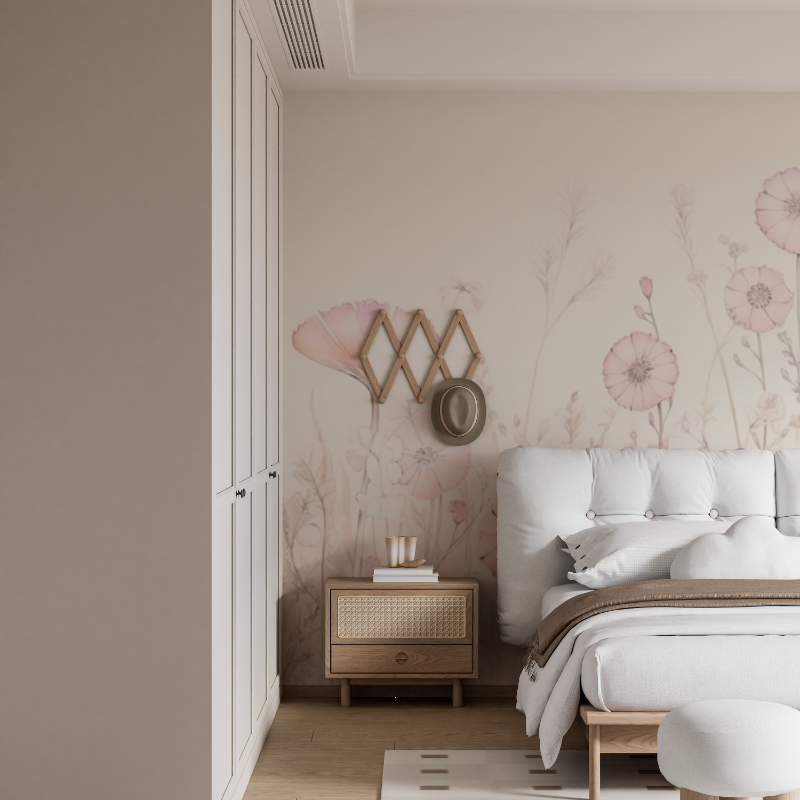 Papier peint aquarelle fleurs claires mural