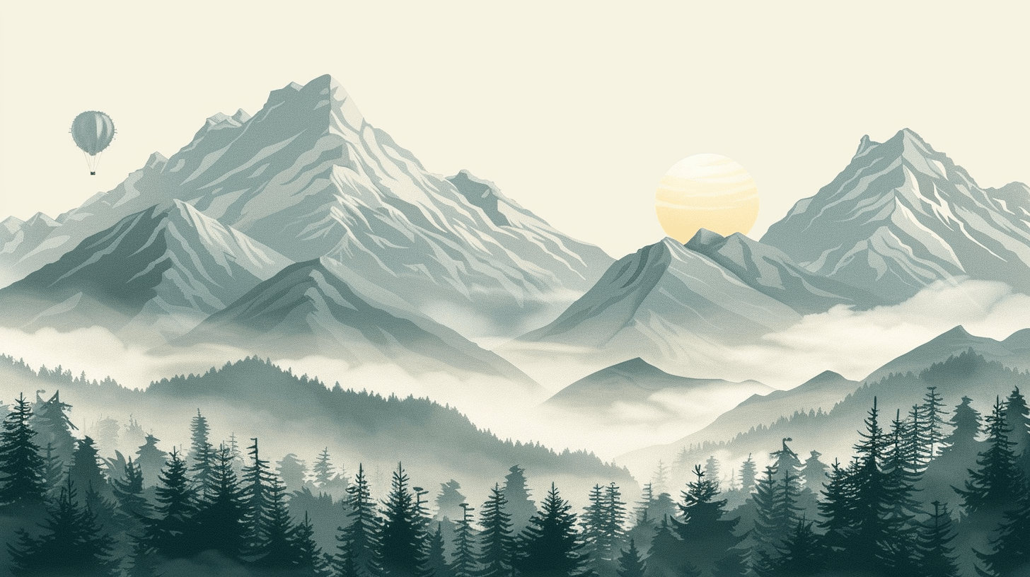 Papier Peint Panoramique Scandinave Montagne Kids