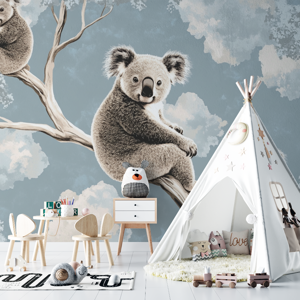 Papier peint koala dans la clarte du ciel chambre bebe