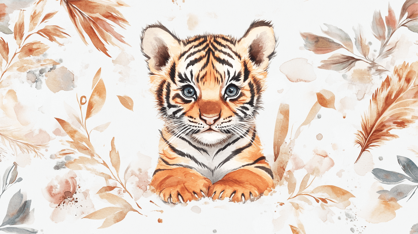 Papier Peint Tigre Et Plumes Bohèmes