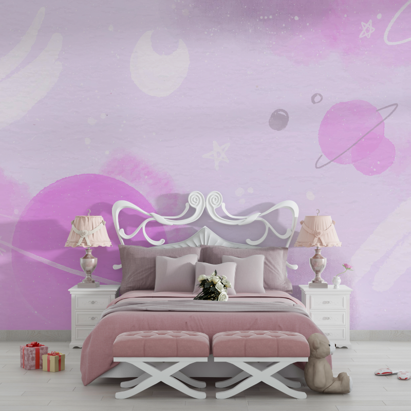 Papier peint ado fille planete etoile chambre filles