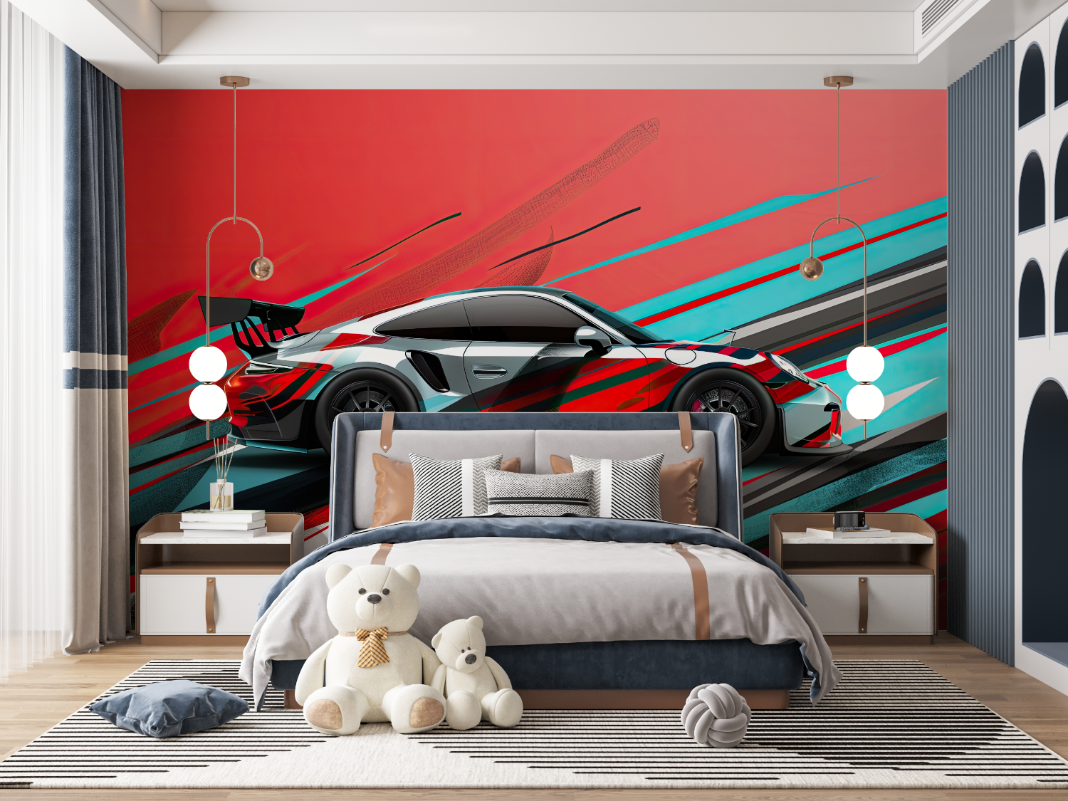 Papier peint poster voiture de sport mur panoramique