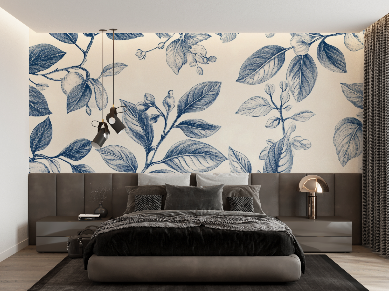 Papier Peint Toile De Jouy Motif Fleurs - tapisserie