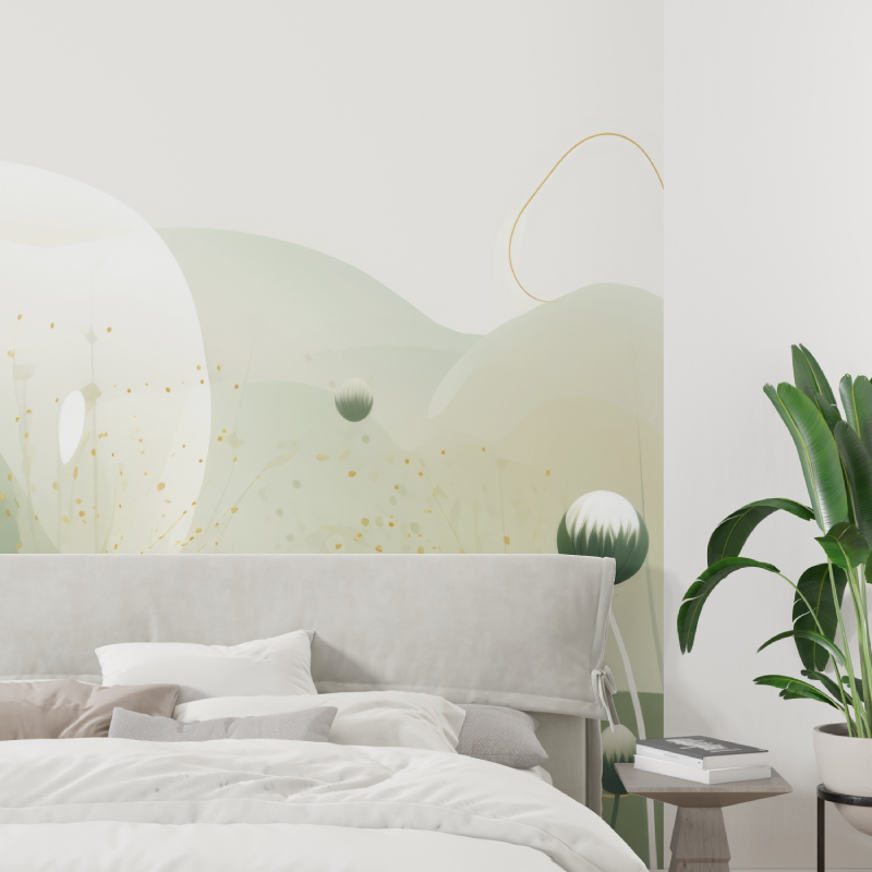 Papier peint aquarelle nature verte tapisserie tendance
