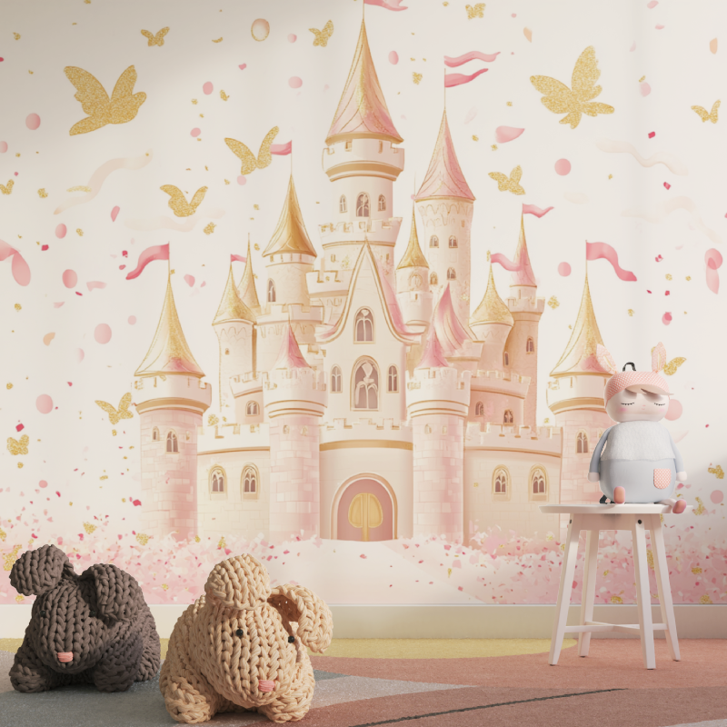 Papier peint princesse chateau de fete tapisserie pour fille