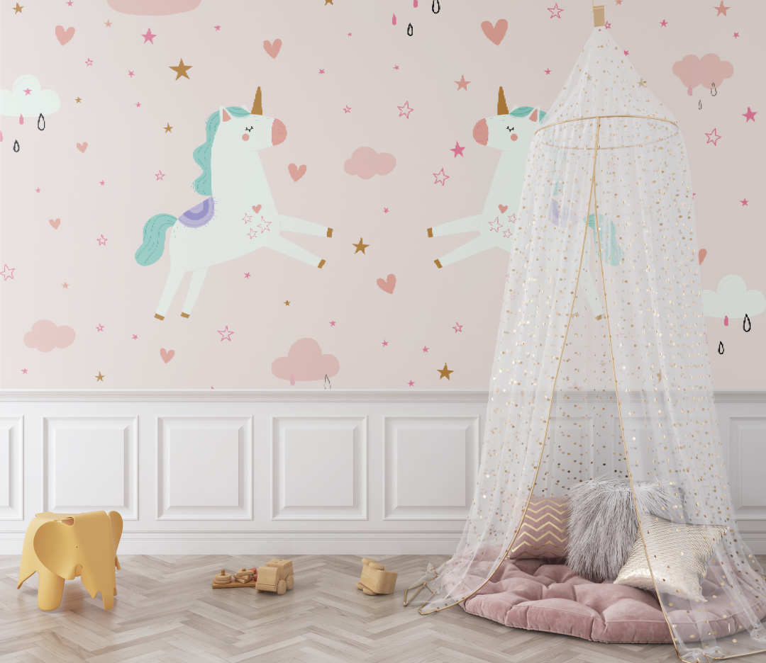 Papier Peint Bébé Licornes - bebe