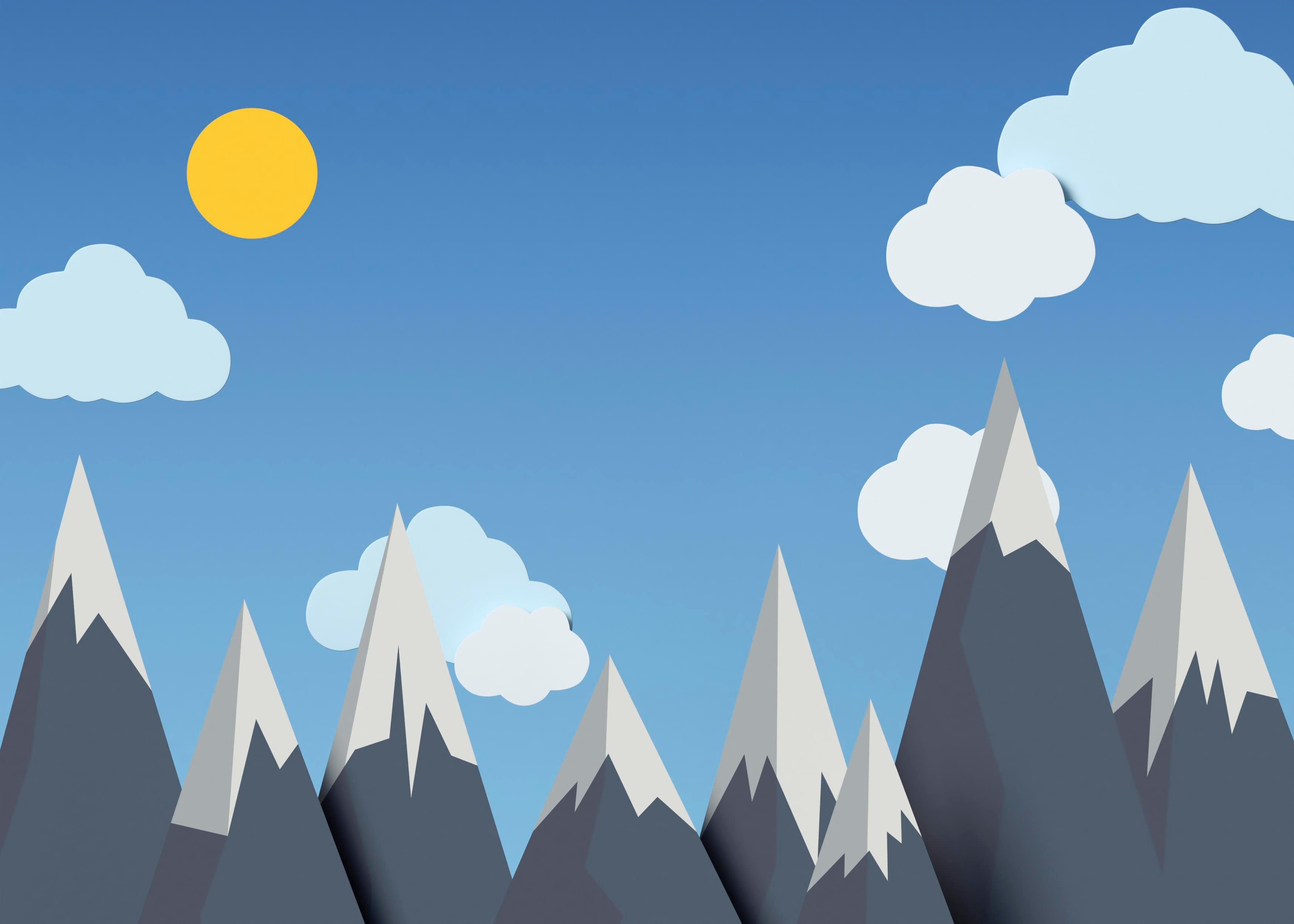 Papier peint montagnes bleu bébé