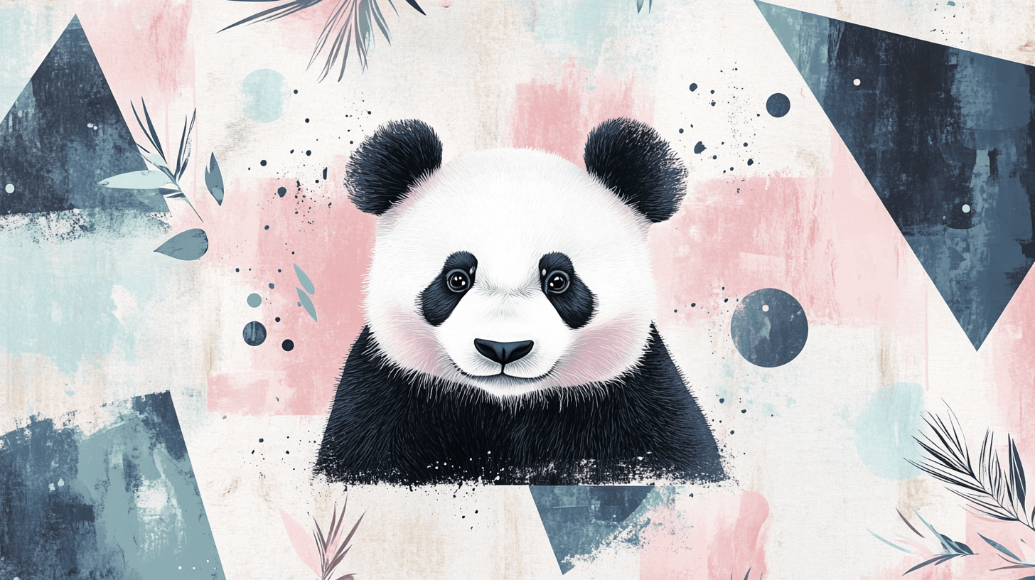 Papier Peint Panda Et Motifs Géométriques