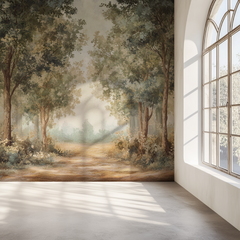 Papier peint arbre panoramique mur simple