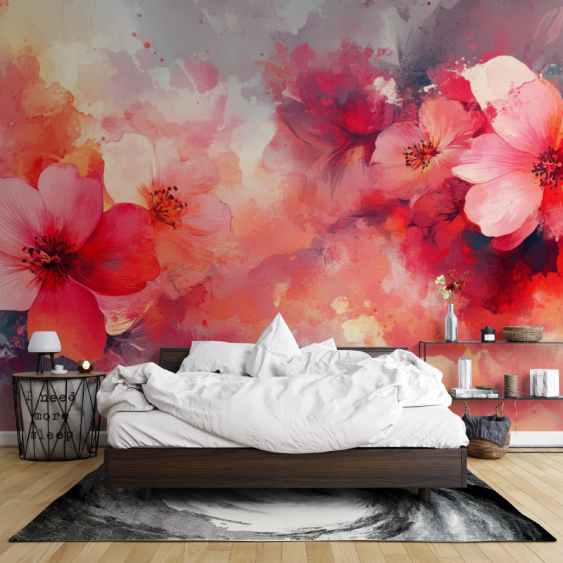 Papier peint aquarelle fleurs c...bstraites leroy merlin mur