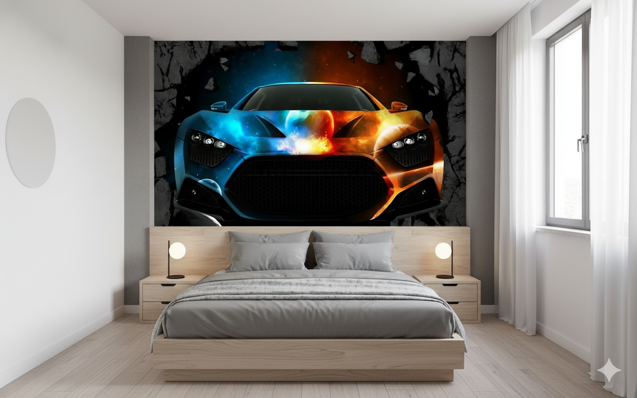 Jungen-Schlafzimmer-Tapete Auto