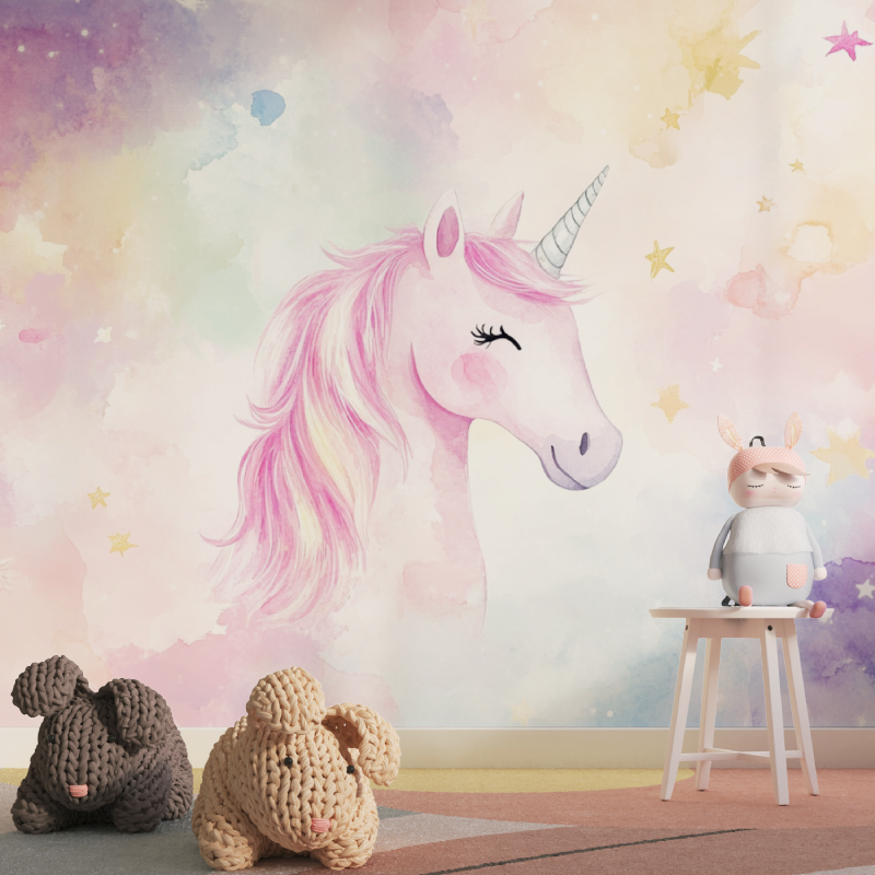 Papier peint chambre enfant lic...tion tapisserie pour fille