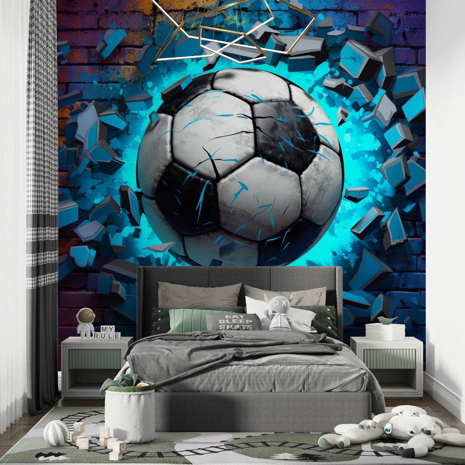 Papier peint grafiti foot chambre de garcon