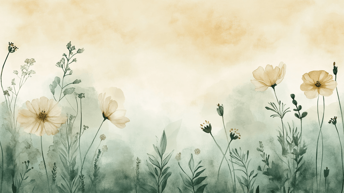 Papier Peint Aquarelle Silhouettes De Plantes Délicates
