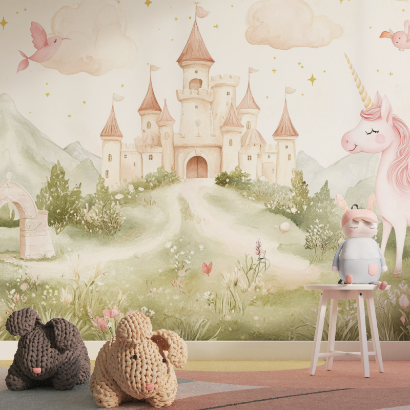 Papier peint decoration licorne...teau tapisserie pour fille