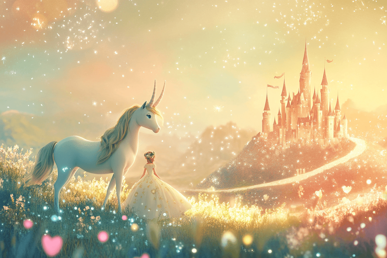 Papier Peint Château Princesse et Licorne
