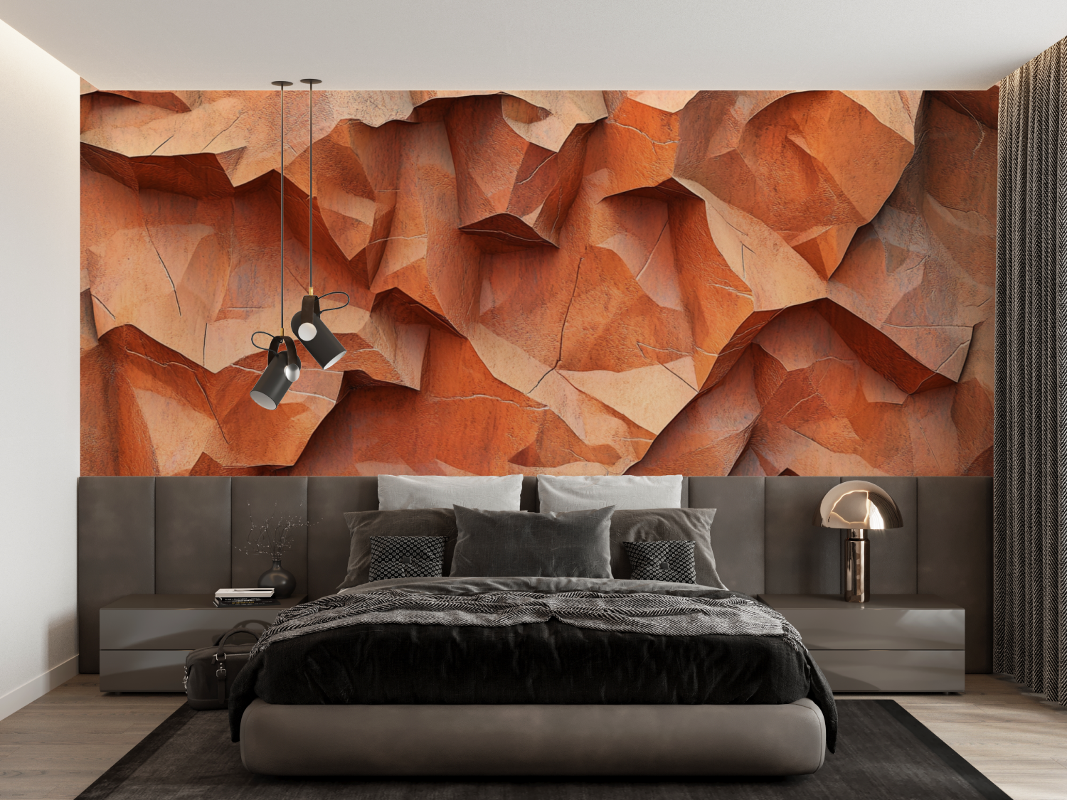 Papier peint terracotta effet pierre naturelle francais