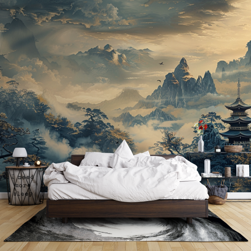 Papier peint panoramique paysage japonais leroy merlin mur