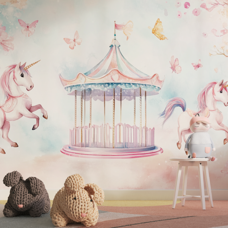Papier peint licorne 4 murs fet...usel tapisserie pour fille