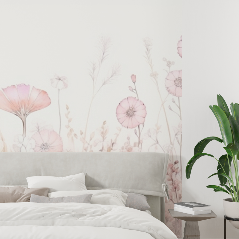 Papier peint aquarelle fleurs claires tapisserie tendance
