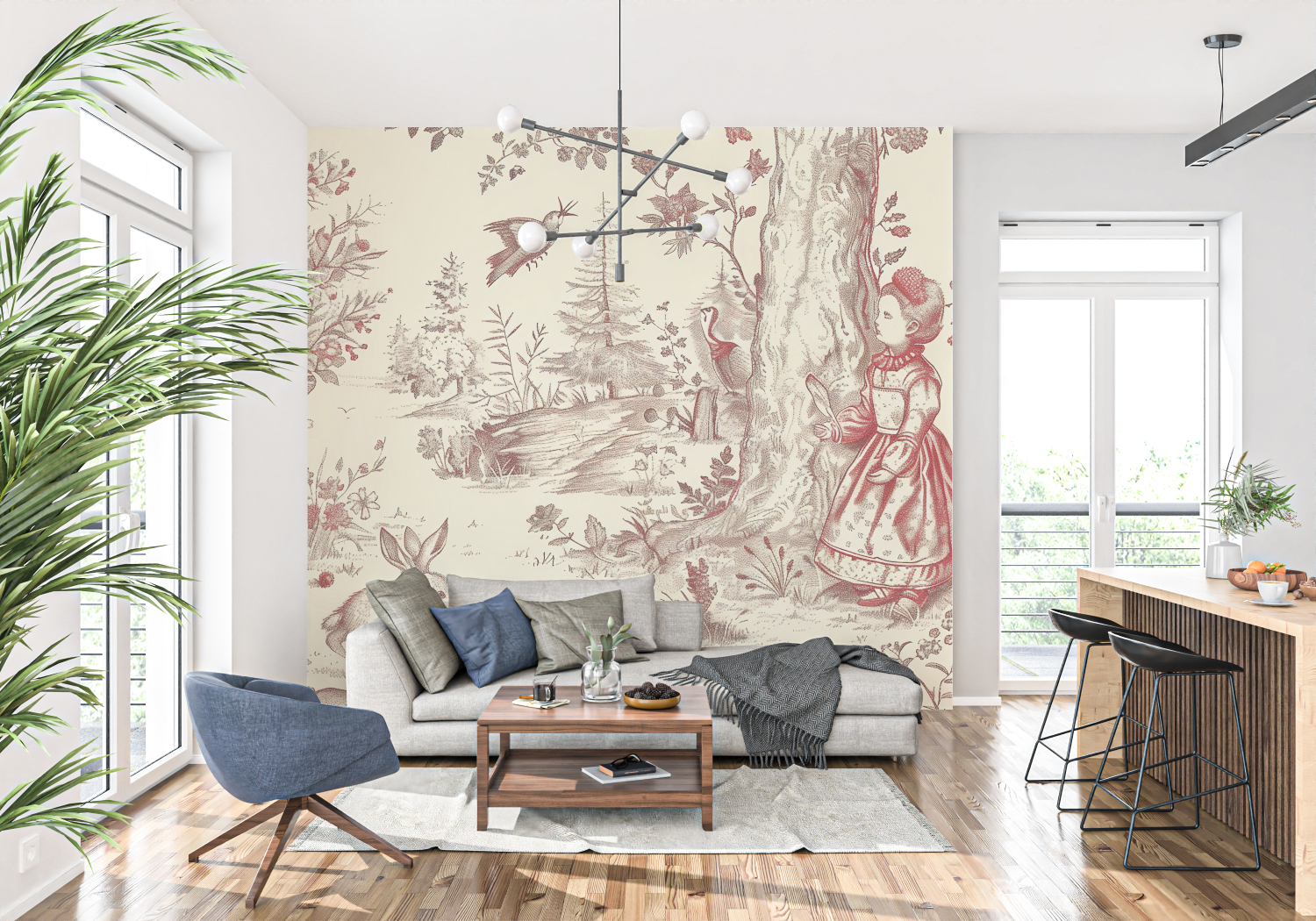 Papier Peint Toile De Jouy Chambre Enfant - francais