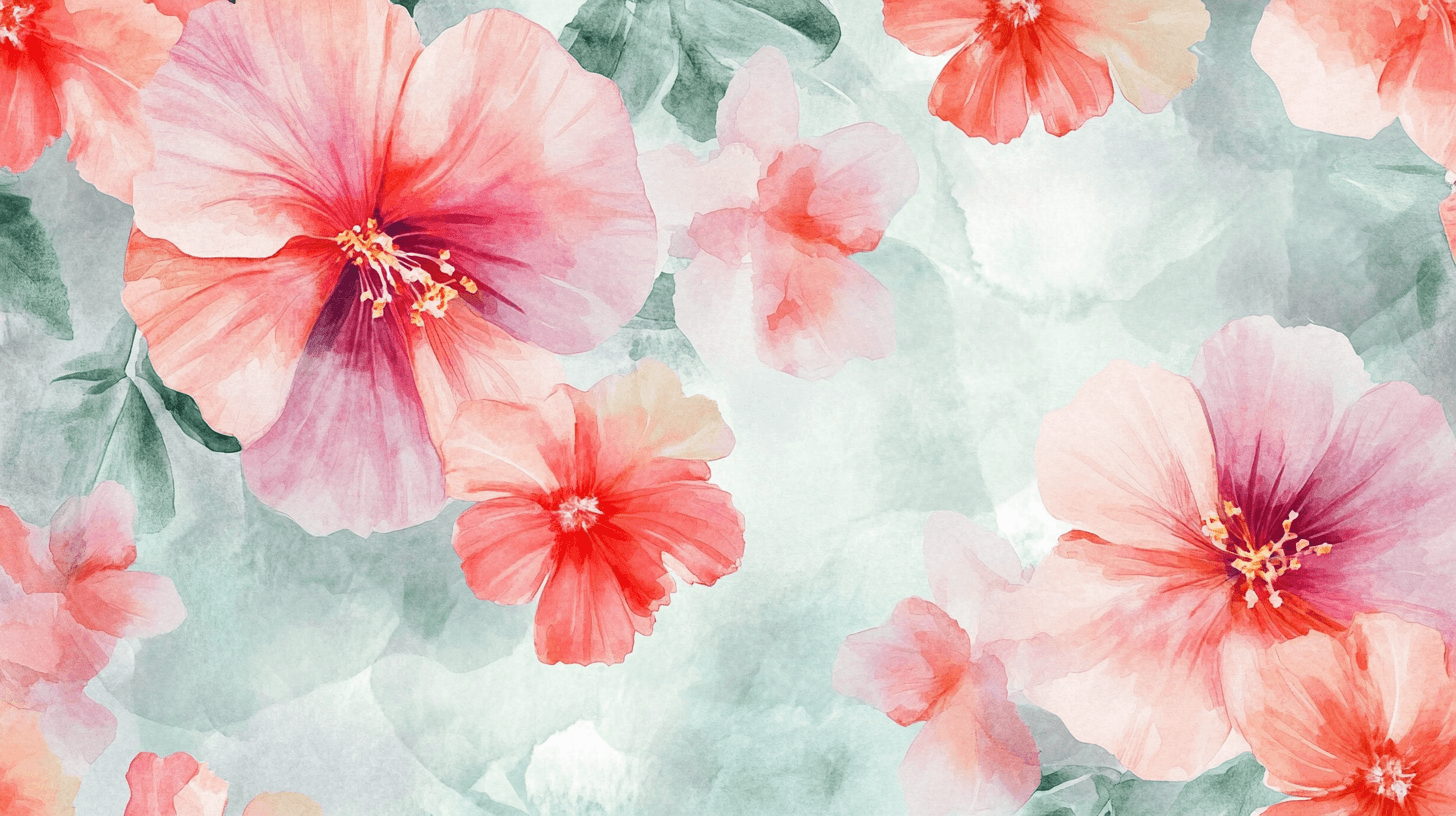 Papier Peint Aquarelle Fleurs Tropicales En Dégradé