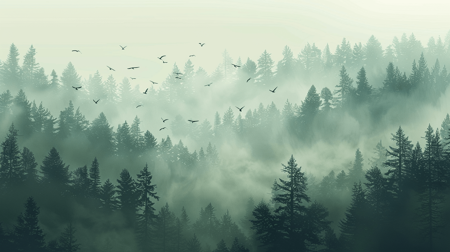 Papier Peint Brume Matinale Forêt
