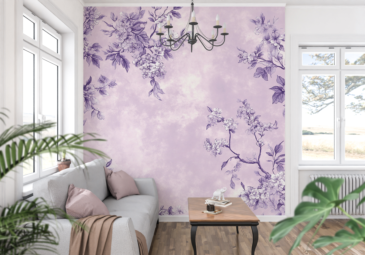 Papier Peint Violet Vintage - francais