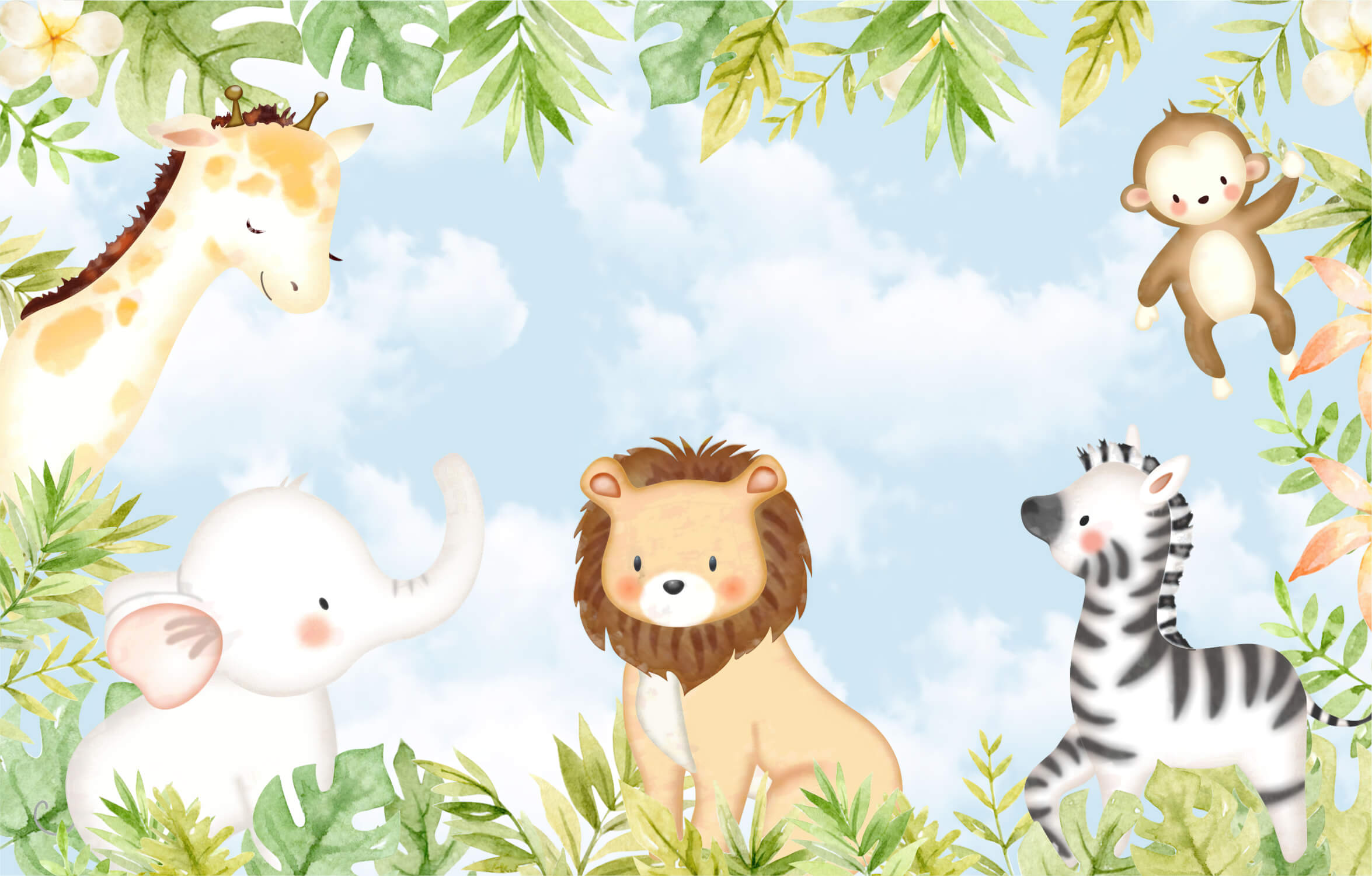Papier Peint Lion Et Animaux De La Forêt