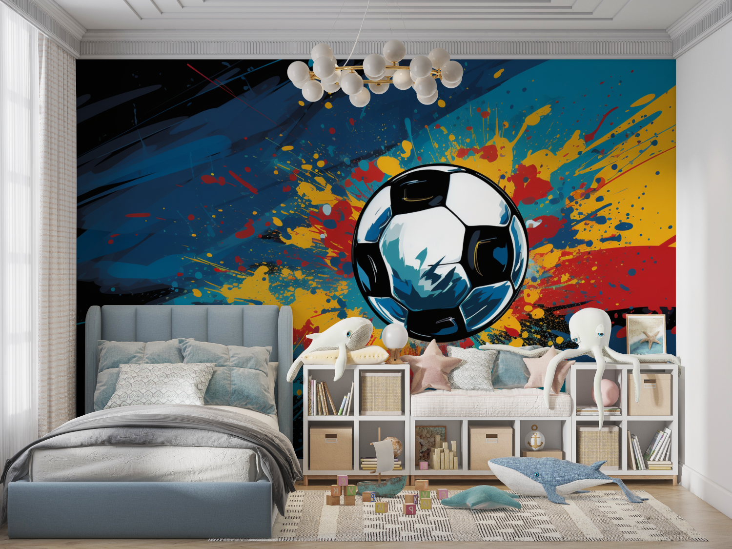 Papier peint foot vintage panoramique garcon