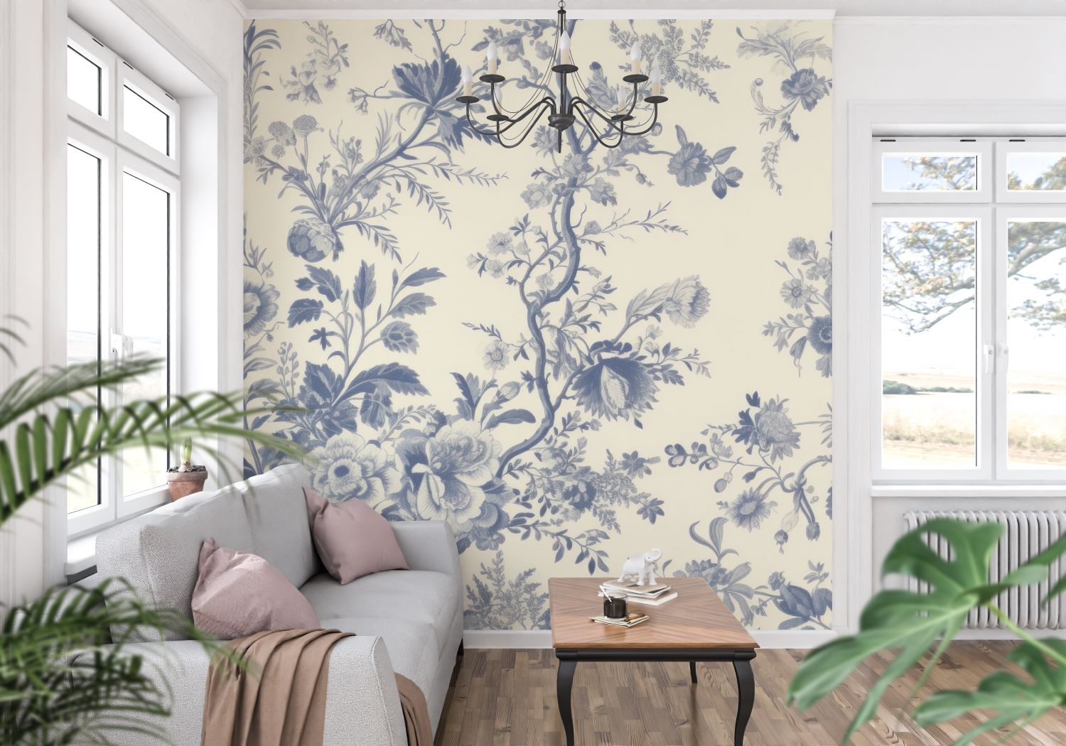 Papier Peint Toile De Jouy Mural - trompe l'oeil