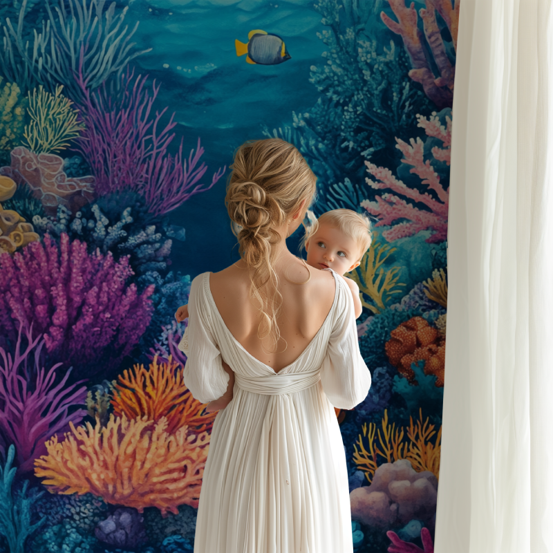Papier peint marin recifs coral... et poissons colores bb123