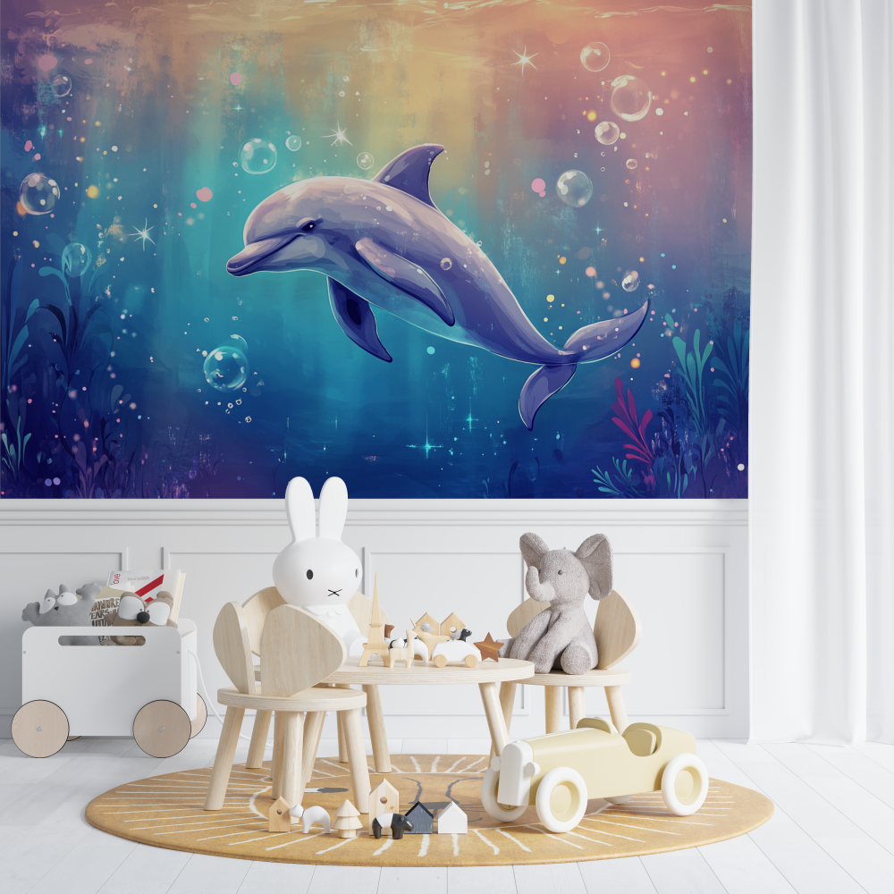 Papier peint marin mon gentil dauphin chambre de bebe