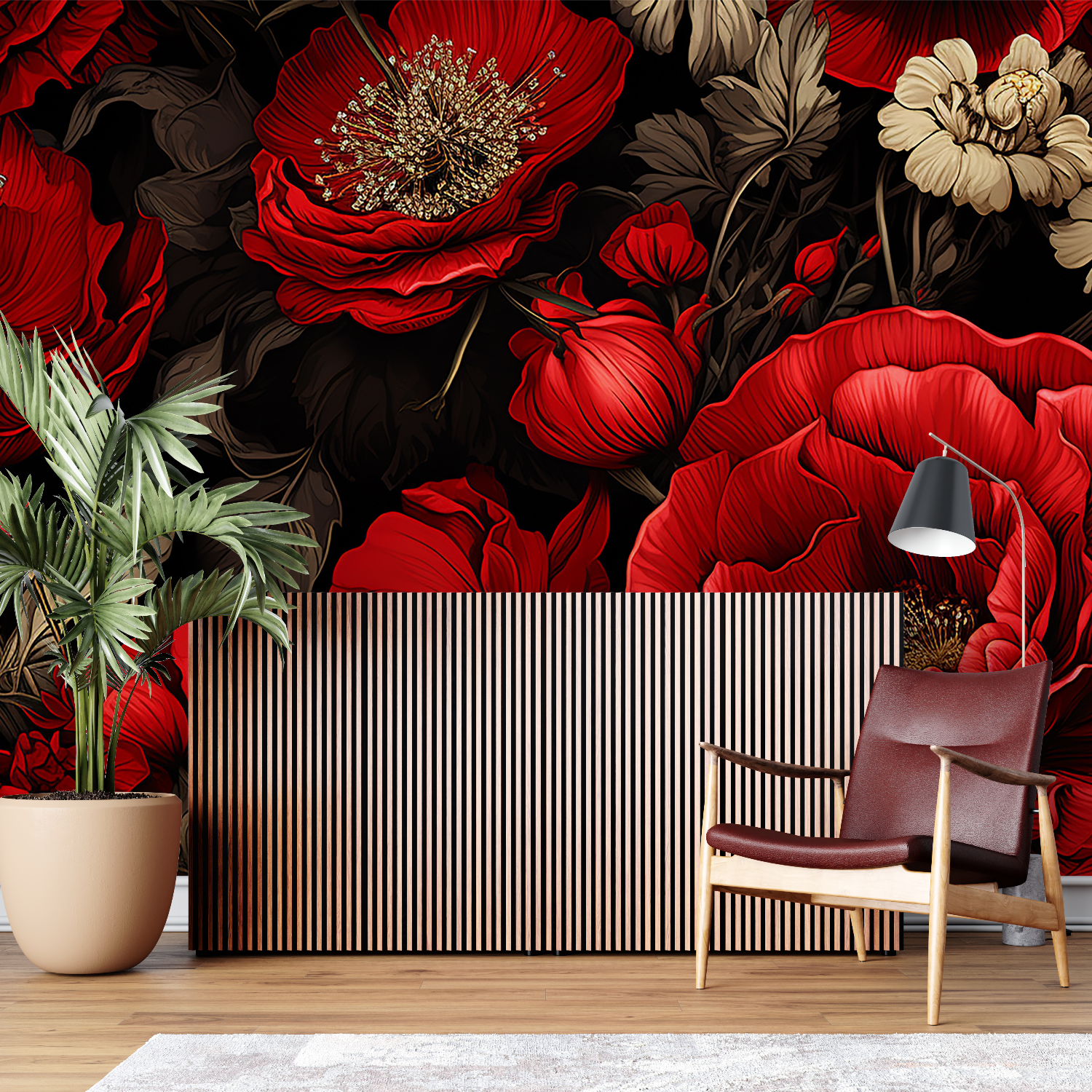 Papier Peint Grosse Rose Rouge - sur mesure