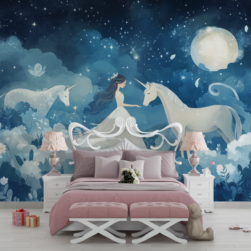 Papier peint princesse little p... et licorne chambre filles