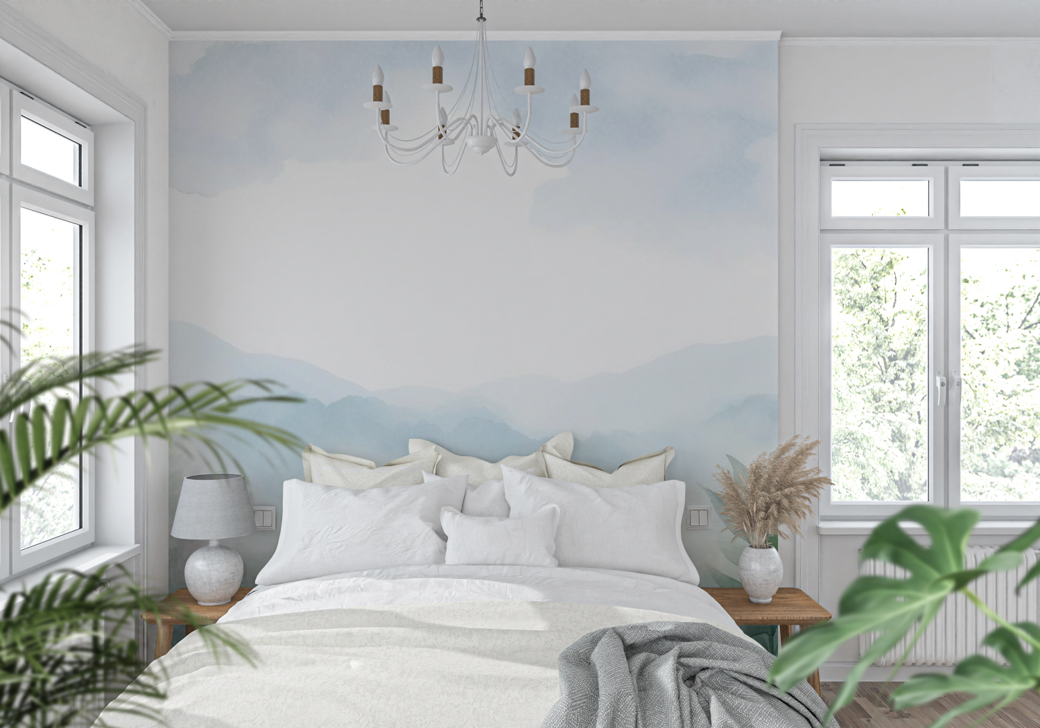 Papier peint aquarelle peinture douce tendance mur